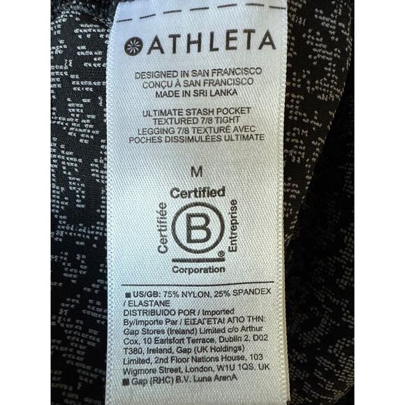 NWOT Athleta Womens Ultimate Stash Textured 7/8 Tight Black Leggings Size M - Picture 7 of 9